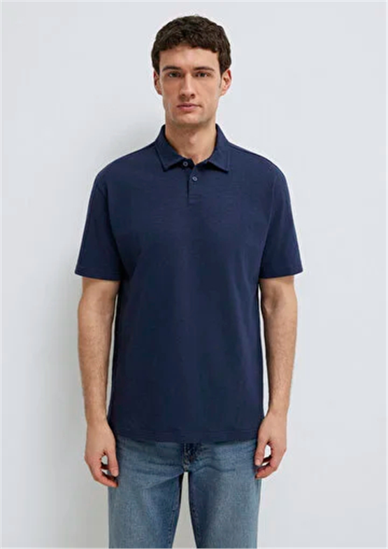 Mavı M0613152-70490 Gece Lacıvert Erkek Oversıze Polo Yaka T-Shırt