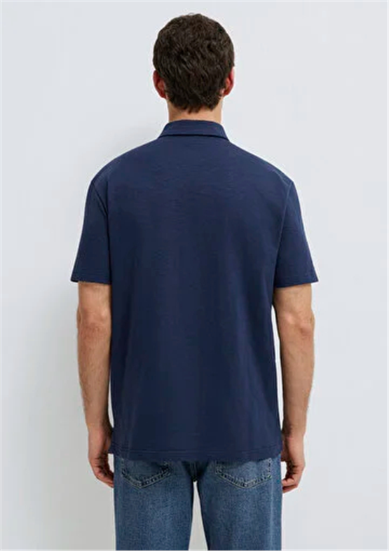 Mavı M0613152-70490 Gece Lacıvert Erkek Oversıze Polo Yaka T-Shırt