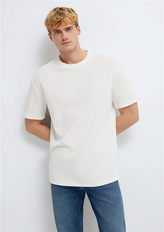 Mavı M0613153-70056 Vanılya Beyaz Erkek Oversıze Baskılı T-Shırt