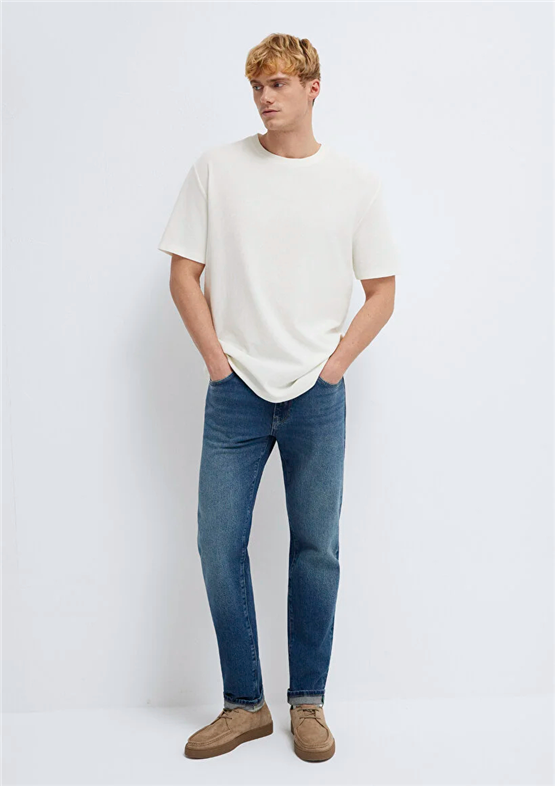 Mavı M0613153-70056 Vanılya Beyaz Erkek Oversıze Baskılı T-Shırt