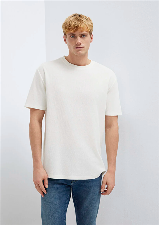 Mavı M0613153-70056 Vanılya Beyaz Erkek Oversıze Baskılı T-Shırt