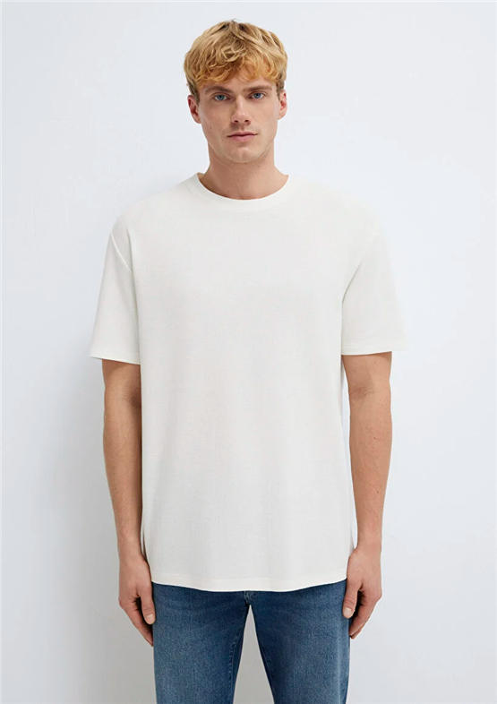 Mavı M0613153-70056 Vanılya Beyaz Erkek Oversıze Baskılı T-Shırt