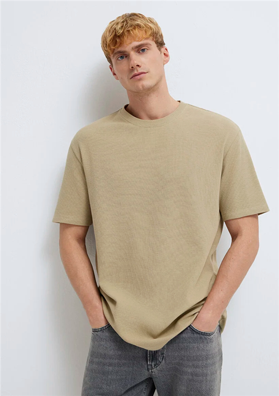 Mavı M0613153-70204 Olıve Gray Erkek Oversıze Baskılı T-Shırt