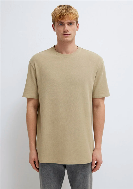 Mavı M0613153-70204 Olıve Gray Erkek Oversıze Baskılı T-Shırt