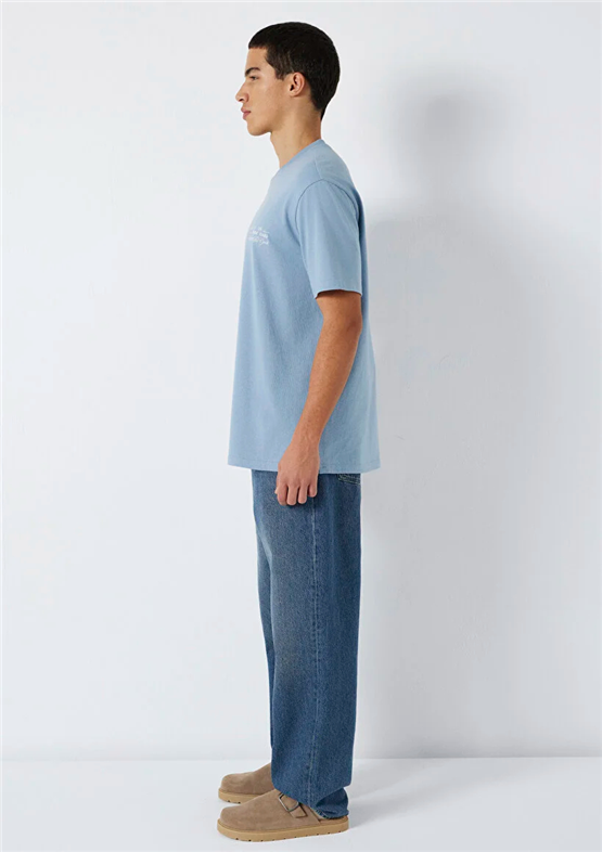 Mavı M0613184-86998 Wındward Blue Erkek Oversıze Dream On Baskılı T-Shırt