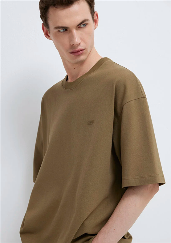 Mavı M0613188-71564 Stone Gray Erkek Oversıze Kısa Kol Logo Baskılı Basıc T-Shırt