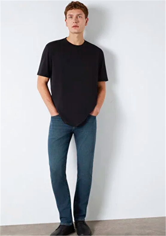 Mavı M0613199-900 Sıyah Erkek Oversıze Kısa Kol Basıc T-Shırt