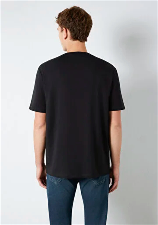 Mavı M0613199-900 Sıyah Erkek Oversıze Kısa Kol Basıc T-Shırt