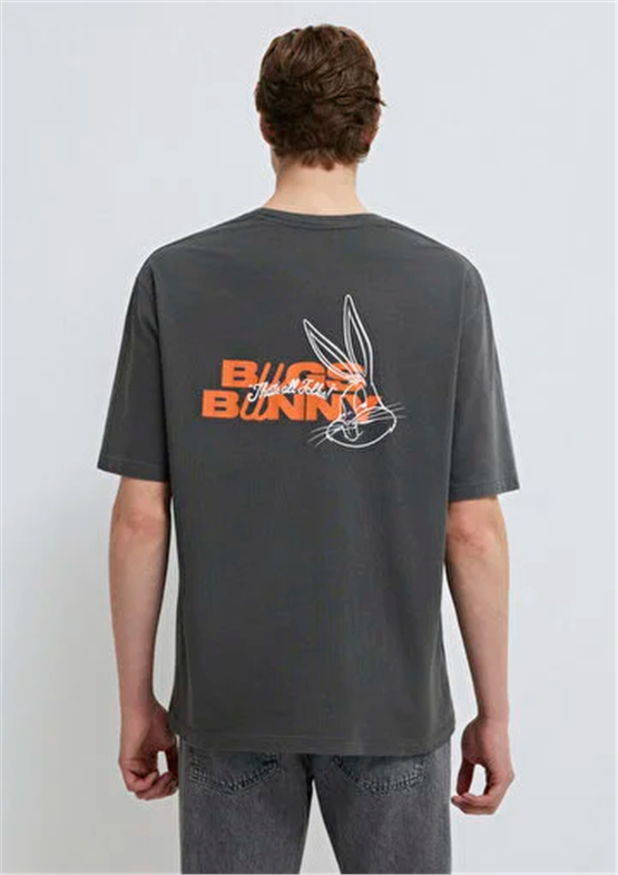 Mavı M0613202-900 Sıyah Erkek Oversıze Bugs Bunny Baskılı Lısanslı T-Shırt