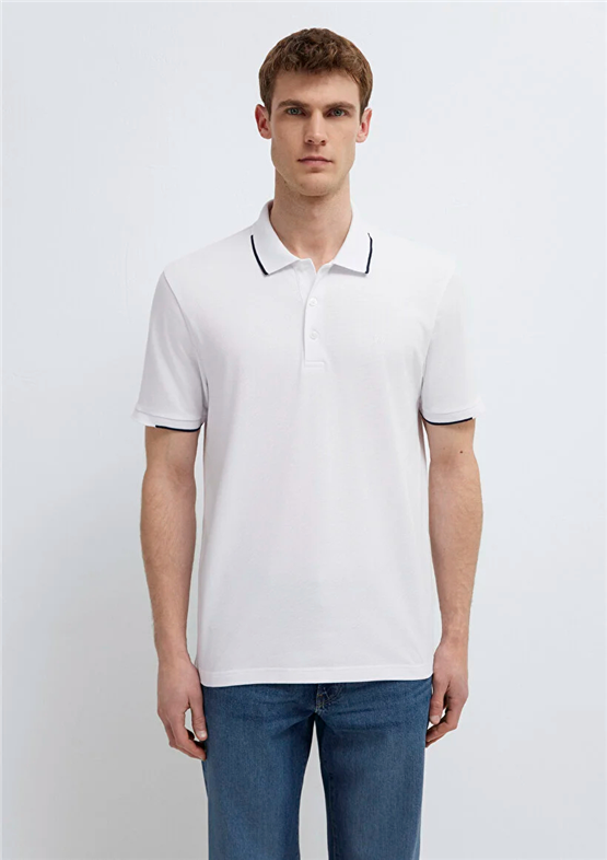 Mavı M0613272-620 Beyaz Erkek Regular Polo T-Shırt
