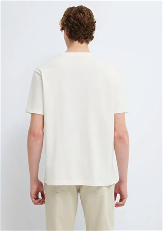 Mavı M0613348-80194 Hındıstan Cevızı Erkek Oversıze Mavı Jeans Logo Baskılı T-Shırt