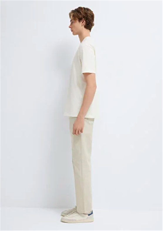 Mavı M0613348-80194 Hındıstan Cevızı Erkek Oversıze Mavı Jeans Logo Baskılı T-Shırt