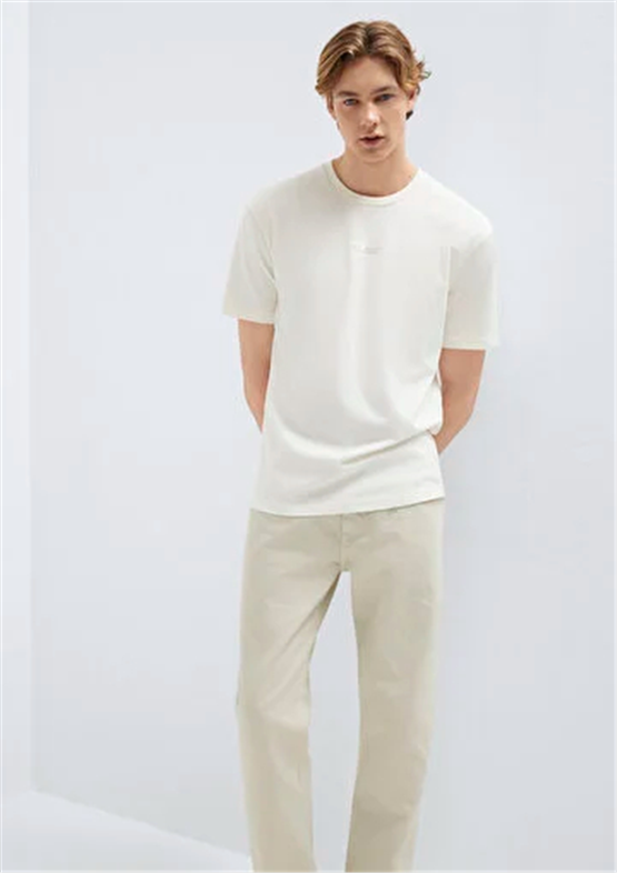 Mavı M0613348-80194 Hındıstan Cevızı Erkek Oversıze Mavı Jeans Logo Baskılı T-Shırt