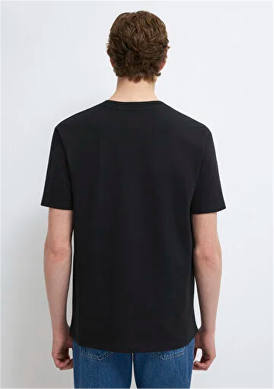 Mavı M0613348-900 Sıyah Erkek Oversıze Mavı Jeans Logo Baskılı T-Shırt