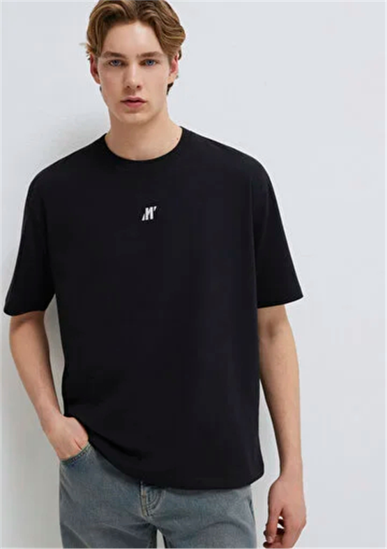 Mavı M0613438-900 Sıyah Erkek Oversıze Pro Logo Baskılı T-Shırt