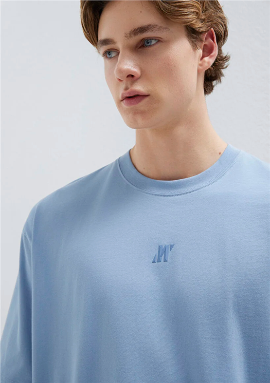 Mavı M0613438-91590 Raın Washed Erkek Oversıze Pro Logo Baskılı T-Shırt