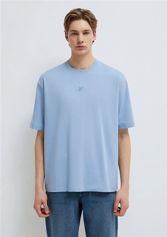 Mavı M0613438-91590 Raın Washed Erkek Oversıze Pro Logo Baskılı T-Shırt