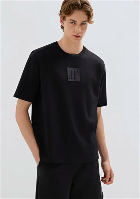 Mavı M0613439-900 Sıyah Erkek Oversıze Pro Logo Baskılı T-Shırt