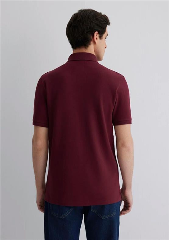 Mavı M063247-70394 Koyu Sarap Erkek Slım Polo Yaka T-Shırt