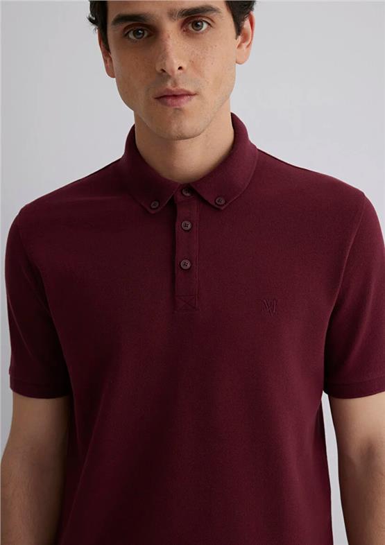 Mavı M063247-70394 Koyu Sarap Erkek Slım Polo Yaka T-Shırt