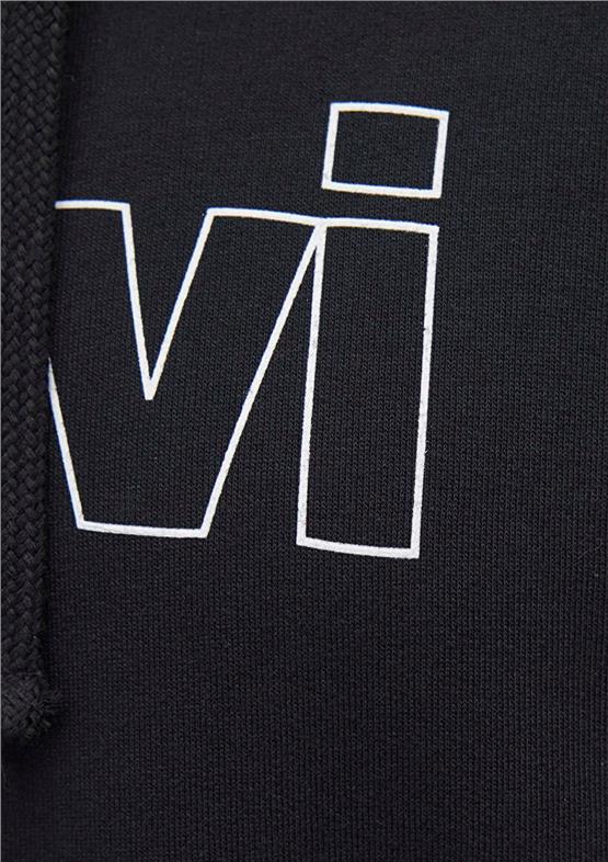 Mavi M065606-900 Siyah Erkek Regular Mavi Logo Baskılı Kapuşonlu Sweatshirt