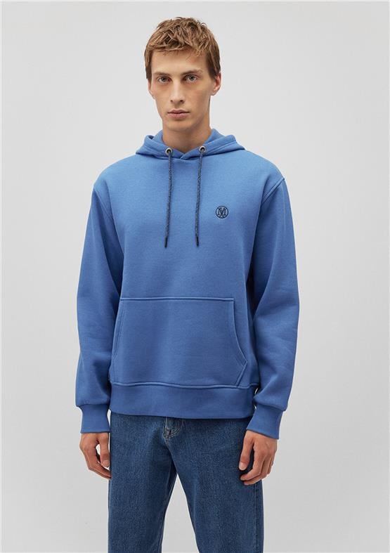 Mavı M065809-70872 Koyu Mavı Erkek Loose Kapusonlu Sweatshırt