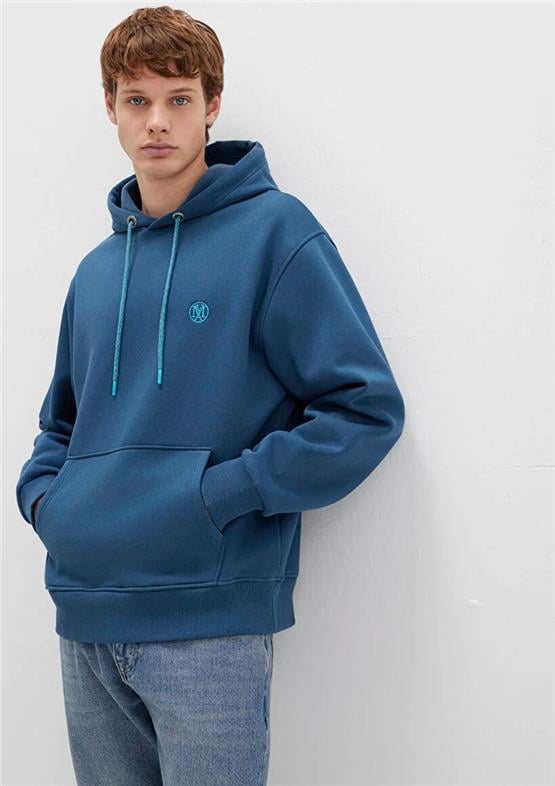 Mavı M065809-90609 Key Largo Erkek Kapusonlu Oversıze Basıc Sweatshırt