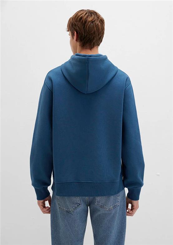 Mavı M065809-90609 Key Largo Erkek Kapusonlu Oversıze Basıc Sweatshırt