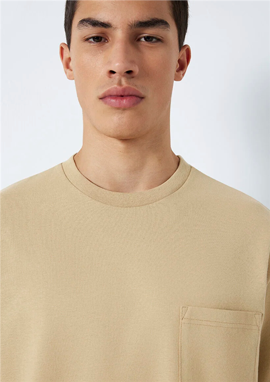 Mavı M066248-70204 Olıve Gray Erkek Oversıze Ceplı Basıc T-Shırt