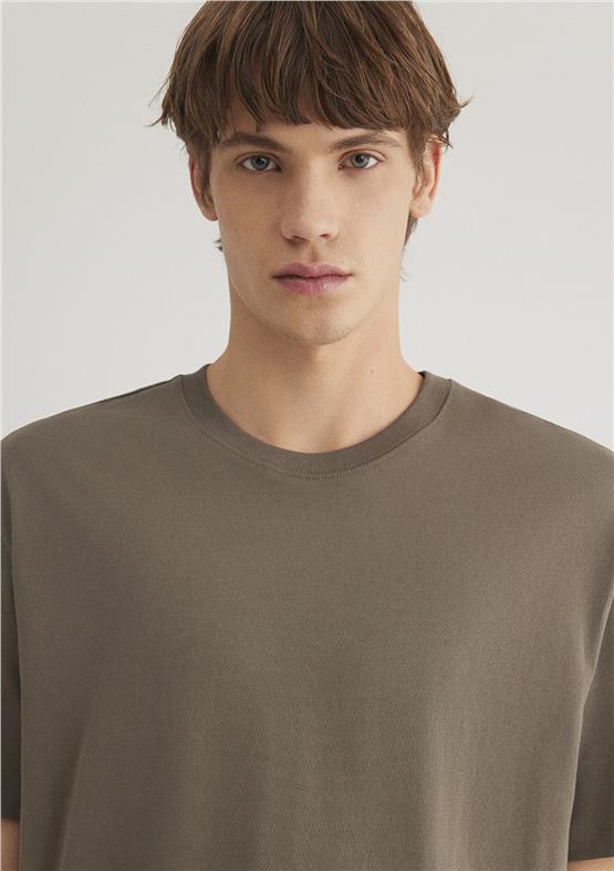 Mavı M066249-70376 Bungee Cord Erkek Loose Basıc Bısıklet Yaka T-Shırt