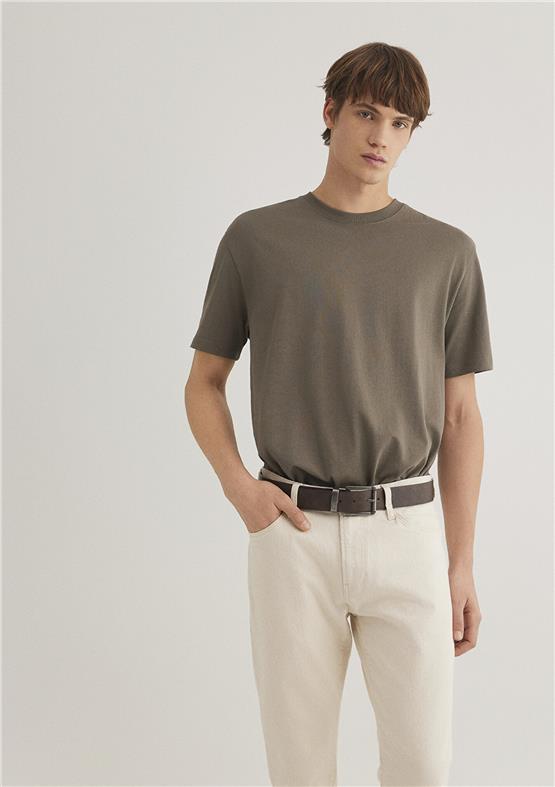 Mavı M066249-70376 Bungee Cord Erkek Loose Basıc Bısıklet Yaka T-Shırt