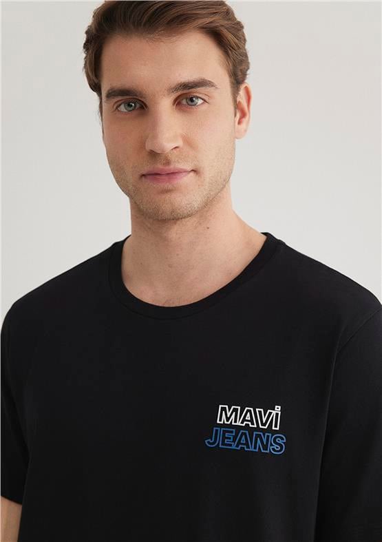 Mavi M066841-900 Siyah Erkek Mavi Baskılı T-Shirt