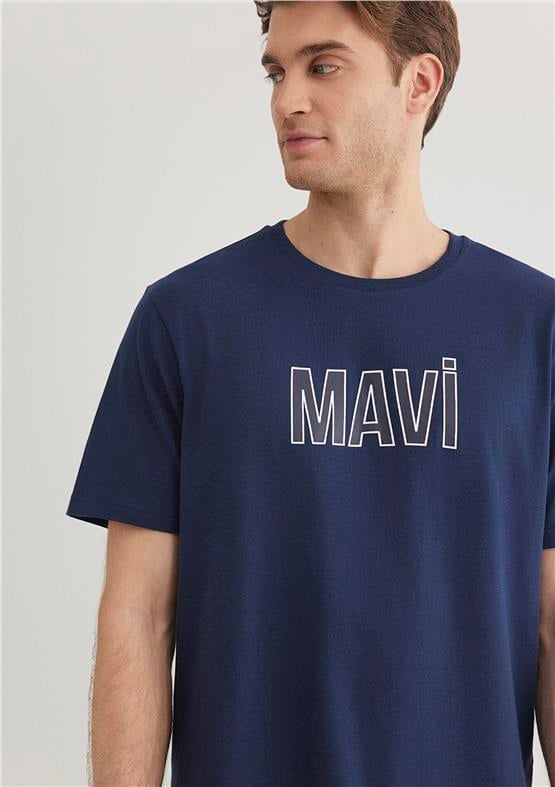 Mavi M066842-70758 Derin Lacivert Erkek Regular Mavi Logo T-Shirt