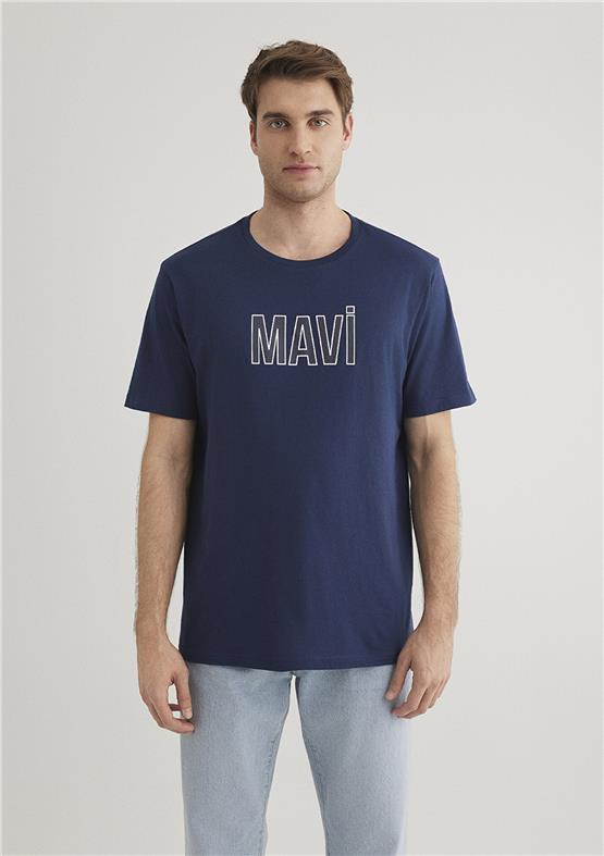 Mavi M066842-70758 Derin Lacivert Erkek Regular Mavi Logo T-Shirt