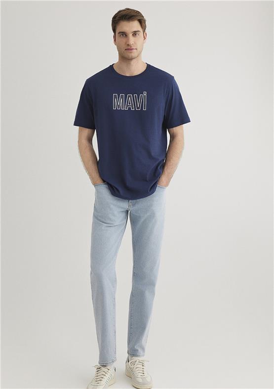 Mavi M066842-70758 Derin Lacivert Erkek Regular Mavi Logo T-Shirt