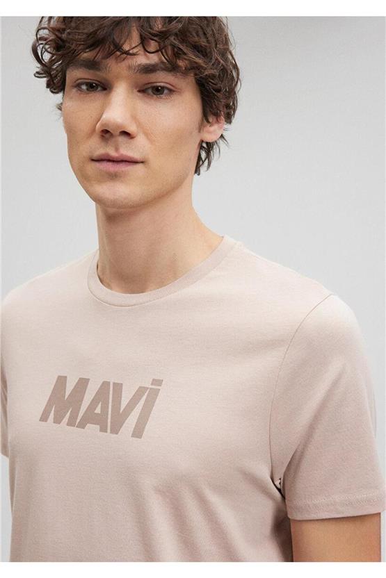 Mavi M066846-70043 Mantar Erkek Slim Mavi Baskılı T-Shirt