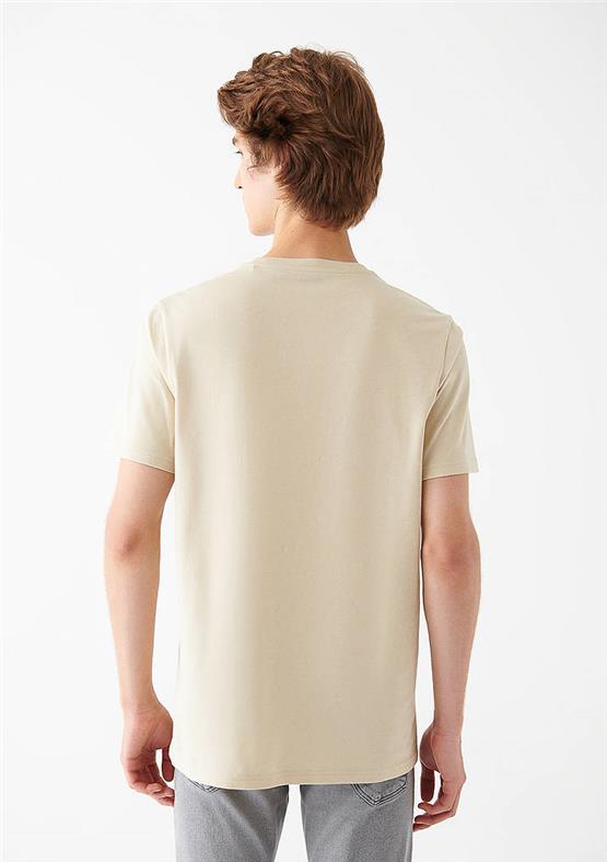 Mavi M066846-70322 Soluk Bej Erkek Mavi Baskılı T-Shirt