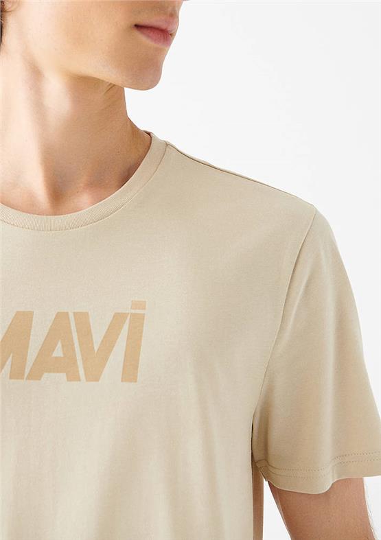 Mavi M066846-70322 Soluk Bej Erkek Mavi Baskılı T-Shirt