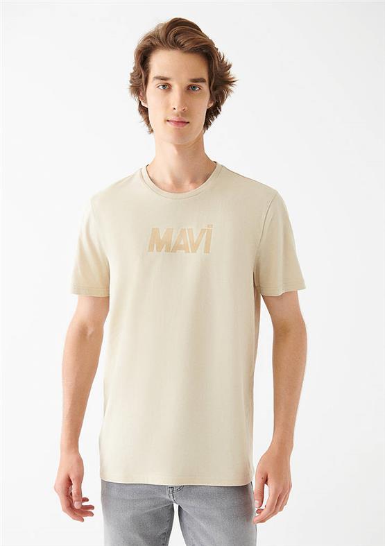 Mavi M066846-70322 Soluk Bej Erkek Mavi Baskılı T-Shirt
