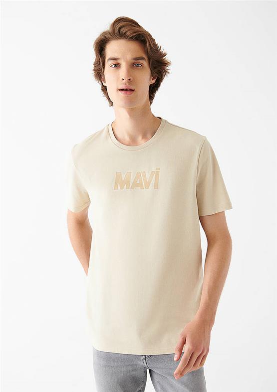 Mavi M066846-70322 Soluk Bej Erkek Mavi Baskılı T-Shirt