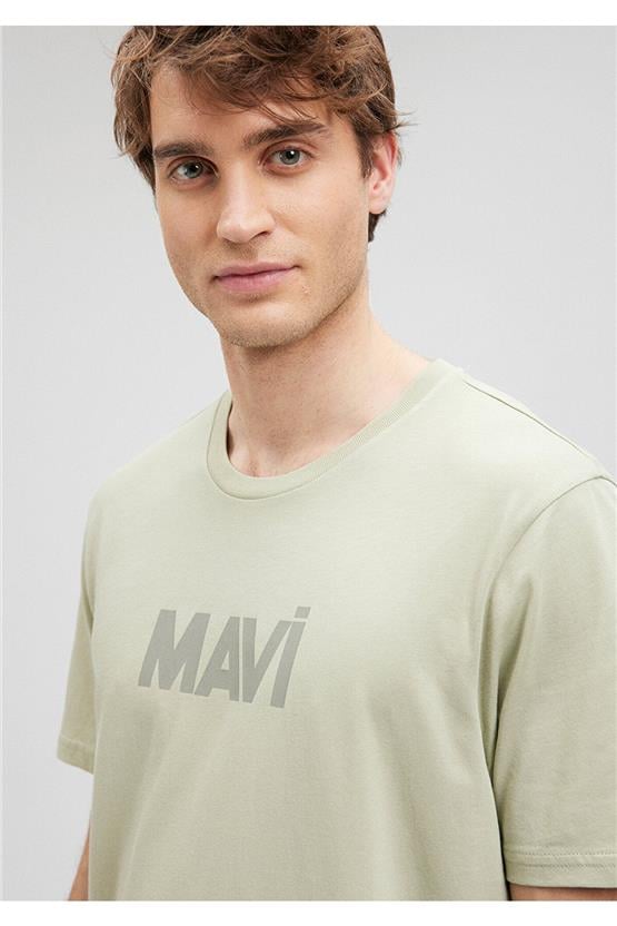 Mavi M066846-85873 Desert Sage Erkek Slim Mavi Baskılı T-Shirt