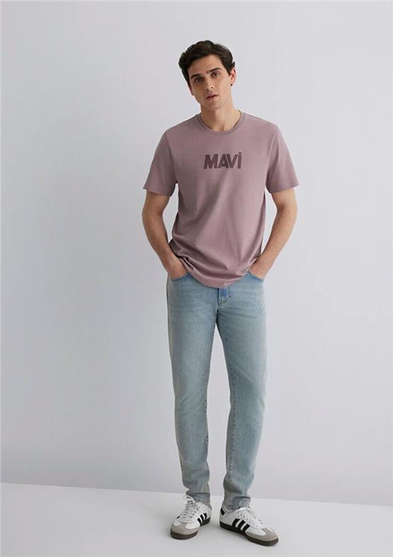 Mavi M066846-89596 Toadstool Erkek Slim Mavi Baskılı T-Shirt
