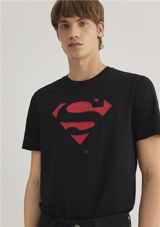 Mavi M066875-900 Siyah Erkek Superman Baskılı T-Shirt