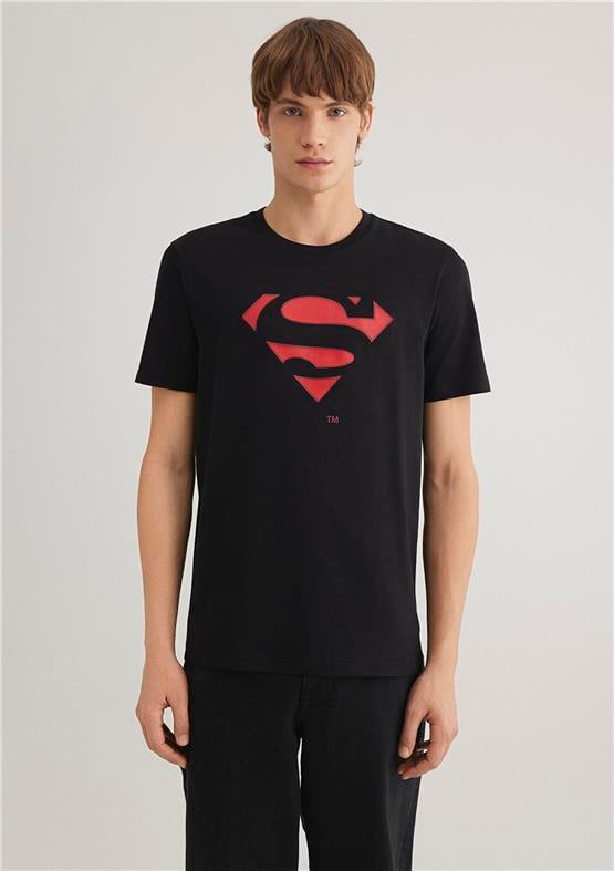 Mavi M066875-900 Siyah Erkek Superman Baskılı T-Shirt