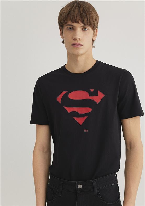 Mavi M066875-900 Siyah Erkek Superman Baskılı T-Shirt