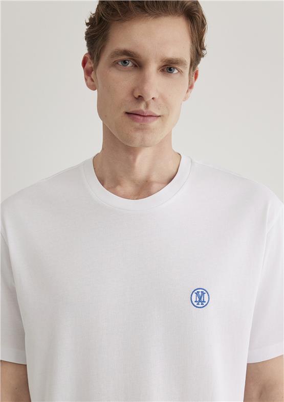 Mavi M067074-620 Beyaz Erkek Logo Nakışlı T-Shirt