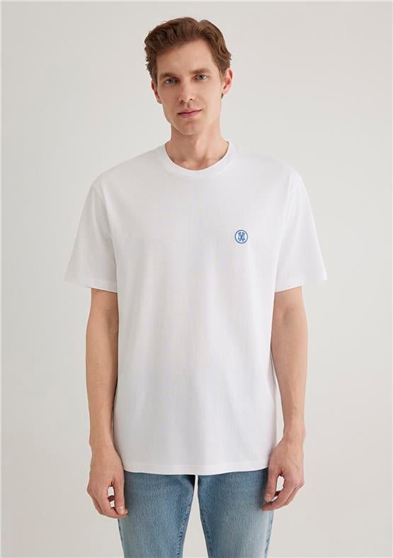 Mavi M067074-620 Beyaz Erkek Logo Nakışlı T-Shirt