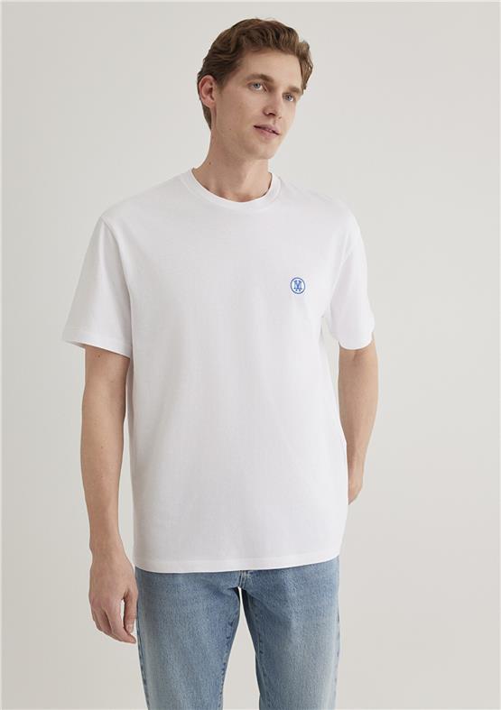Mavi M067074-620 Beyaz Erkek Logo Nakışlı T-Shirt