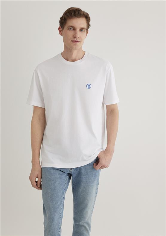 Mavi M067074-620 Beyaz Erkek Logo Nakışlı T-Shirt