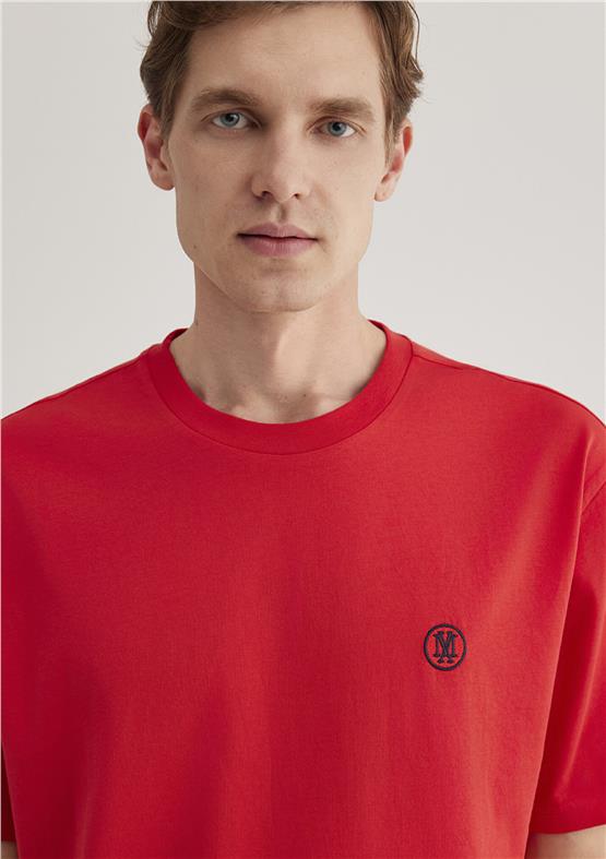 Mavi M067074-70471 Kırmızı Erkek Logo Nakışlı T-Shirt